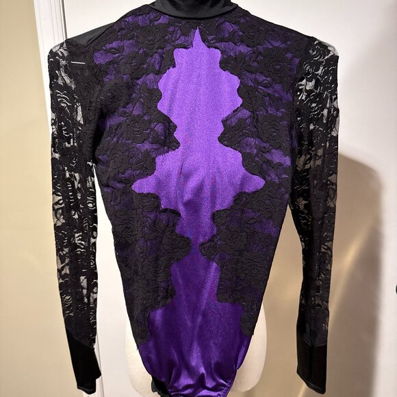 KELLE purple leotard with lace Medium Adult - Picture 1 of 1